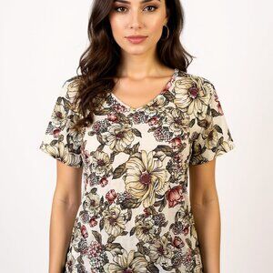 (F-152)‎ womwns blousw short sleeves floral size L